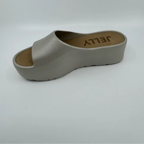 LEMON JELLY Sunny 05 Champagne Silver Platform Slides Sandals SZ 38 US 7.5 - Picture 5 of 8